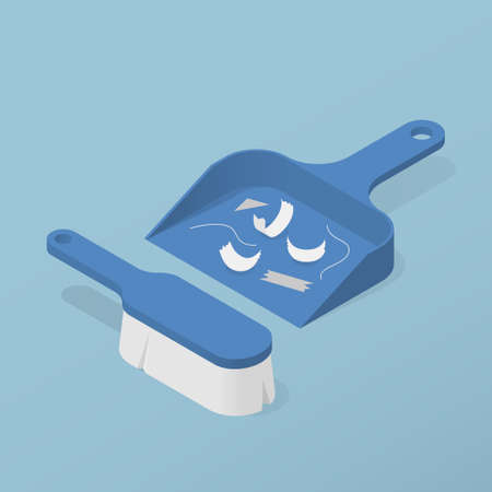 Isometric Home Cleaning Scoop Brush Illustration