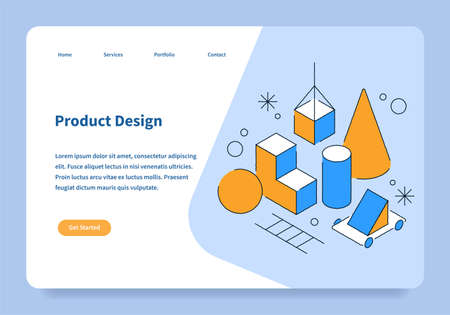 Product Design Landing Page Conceptのイラスト素材