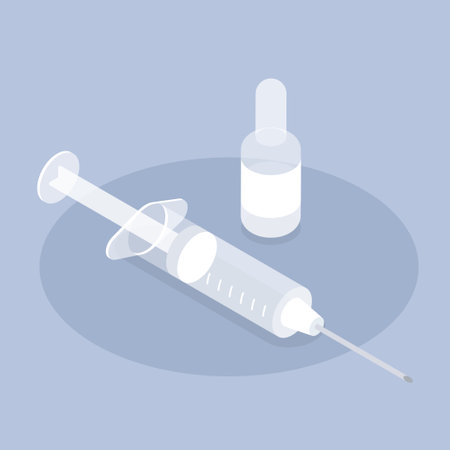 Vaccine Syringe Dose Vector Isometric Illustrationのイラスト素材