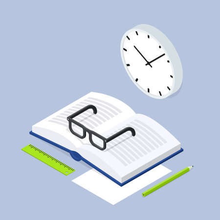 Back To School Book Library Isometric Illustrationのイラスト素材