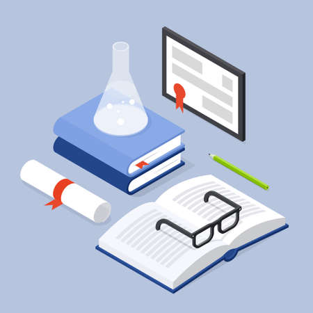 Back To School Diploma Isometric Illustrationのイラスト素材