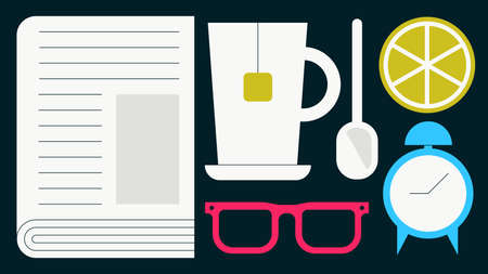 Morning Routine Flat Illustrationのイラスト素材