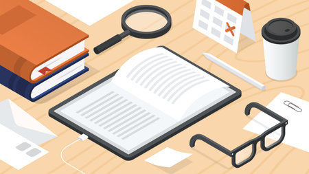 Isometric Online Library Concept Illustrationのイラスト素材