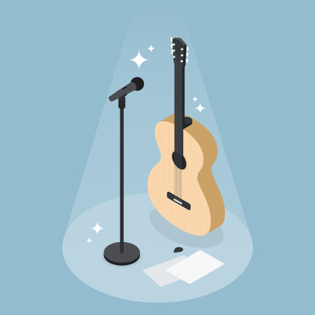 Guitar Performance Isometric Illustrationのイラスト素材
