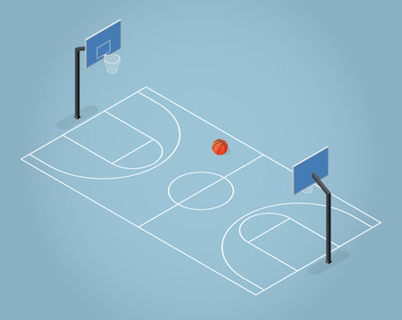 Isometric Backetball Court Illustrationのイラスト素材