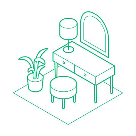 Isometric Vanity Outline Illustrationのイラスト素材