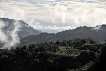 Landscape of green mountain view with Blur style : provide for insert into background base layerの写真素材