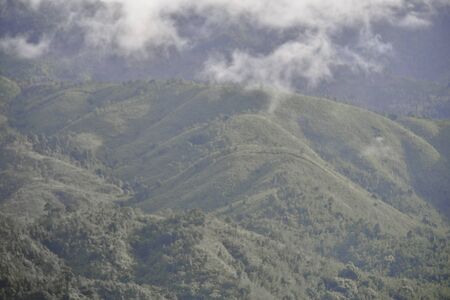 Landscape of green mountain view with Blur style : provide for insert into background base layerの写真素材