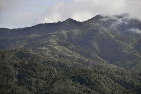 Landscape of green mountain view with Blur style : provide for insert into background base layerの写真素材