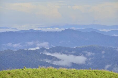 Landscape of green mountain view with Blur style : provide for insert into background base layerの写真素材