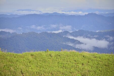 Landscape of green mountain view with Blur style : provide for insert into background base layerの写真素材