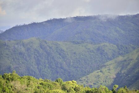 Landscape of green mountain view with Blur style : provide for insert into background base layerの写真素材