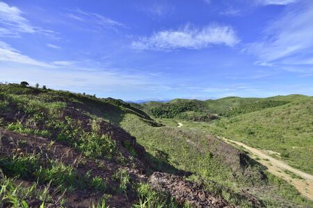 Landscape of green mountain view with Blur style : provide for insert into background base layerの写真素材