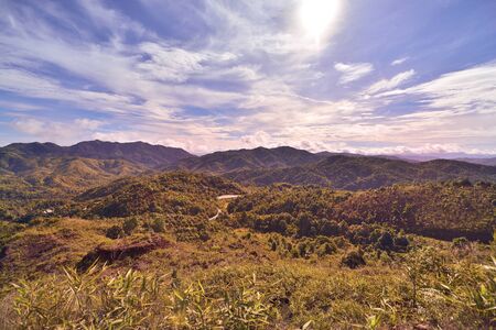 Landscape of green mountain view with Blur style : provide for insert into background base layerの写真素材