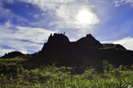 Landscape of green mountain view with Blur style : provide for insert into background base layerの写真素材