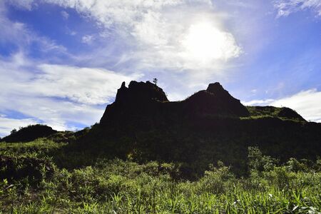 Landscape of green mountain view with Blur style : provide for insert into background base layerの写真素材