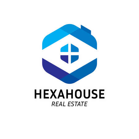 Hexa House Logo Design Template vectorのイラスト素材