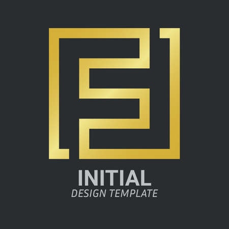 Initial Letter F, FF, F & F Logo Icon Creative Design Template. Creative Minimal Alphabet emblem design template. Graphic Symbol for Corporate Business Identity.Creative Vector graphic element.のイラスト素材