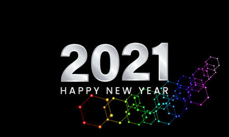 Happy New Year 2021 winter holiday background. New year symbol vector illustration. Creative Design Template vector.のイラスト素材