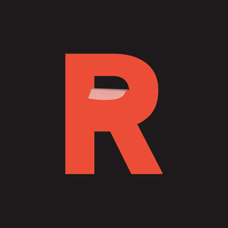 Initial Letter R Logo with Folding Icon Concept. Creative Minimal Alphabet Emblem Design Template. Graphic Symbol for Corporate Business Identity.Creative Vector Graphic Element.のイラスト素材