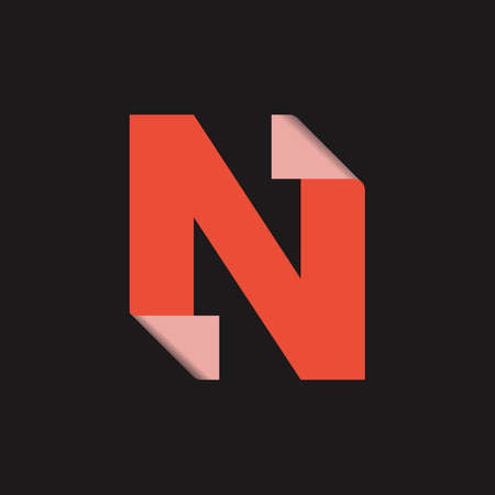 Initial Letter N Logo with Folding Icon Concept. Creative Minimal Alphabet Emblem Design Template. Graphic Symbol for Corporate Business Identity.Creative Vector Graphic Element.のイラスト素材