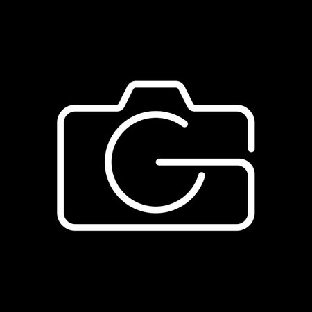 G Photography Logo . Letter G Logo Icon with camera Concept. Creative Minimal Alphabet Emblem Design Template. Graphic Symbol for Corporate Business Identity.Creative Vector Graphic Element.のイラスト素材