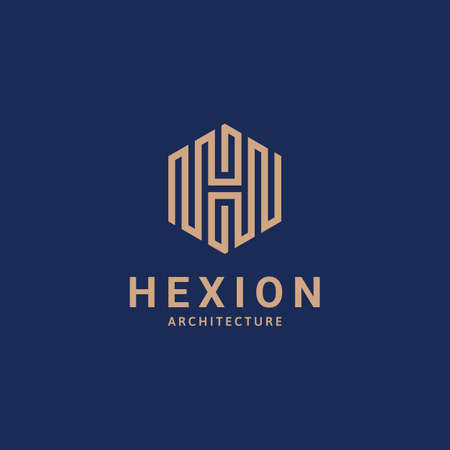 minimalist Initial Letter H Logo with hexagon Concept. Creative Minimal Alphabet Emblem Design Template. Graphic Symbol for Corporate Business Identity.Creative Vector Graphic Element.のイラスト素材
