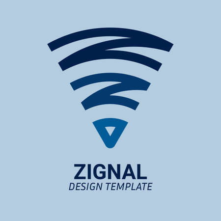Initial Letter Z Signal Logo icon concept. Creative Minimal Alphabet emblem design template. Graphic Symbol for Corporate Business Identity.Creative Vector graphic element.のイラスト素材