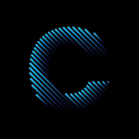 Initial line Letter C Logo Icon Concept. Creative Minimal Alphabet Emblem Design Template. Graphic Symbol for Corporate Business Identity.Creative Vector Graphic Element.のイラスト素材