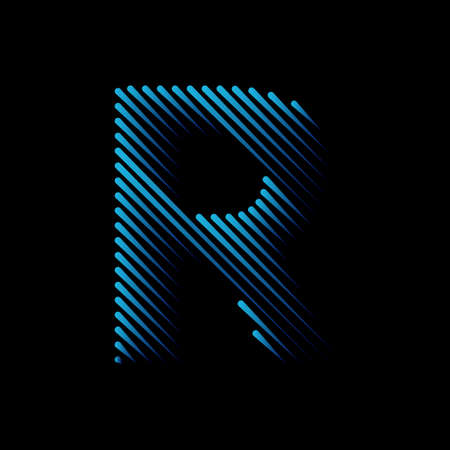 Initial line Letter R Logo Icon Concept. Creative Minimal Alphabet Emblem Design Template. Graphic Symbol for Corporate Business Identity.Creative Vector Graphic Element.のイラスト素材