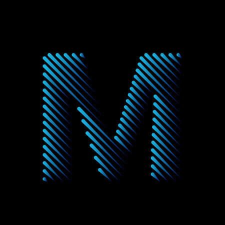 Initial line Letter M Logo Icon Concept. Creative Minimal Alphabet Emblem Design Template. Graphic Symbol for Corporate Business Identity.Creative Vector Graphic Element.のイラスト素材