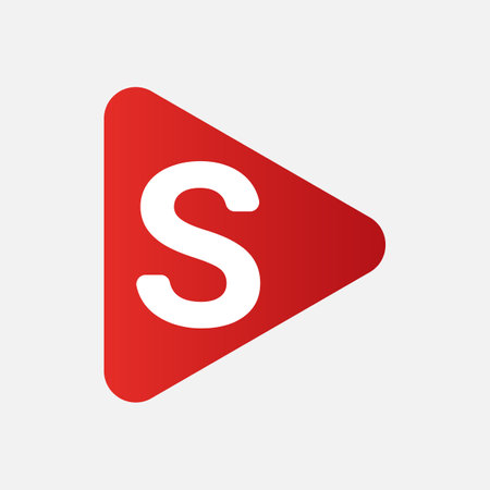 Initial Letter S Logo with Play Icon Concept. Creative Minimal Alphabet Emblem Design Template. Graphic Symbol for Corporate Business Identity.Creative Vector Graphic Element.のイラスト素材