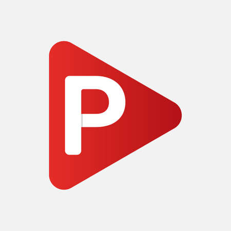 Initial Letter P Logo with Play Icon Concept. Creative Minimal Alphabet Emblem Design Template. Graphic Symbol for Corporate Business Identity.Creative Vector Graphic Element.のイラスト素材