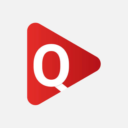 Initial Letter Q Logo with Play Icon Concept. Creative Minimal Alphabet Emblem Design Template. Graphic Symbol for Corporate Business Identity.Creative Vector Graphic Element.のイラスト素材