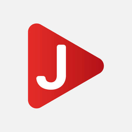 Initial Letter J Logo with play Icon Concept. Creative Minimal Alphabet Emblem Design Template. Graphic Symbol for Corporate Business Identity.Creative Vector Graphic Element.のイラスト素材