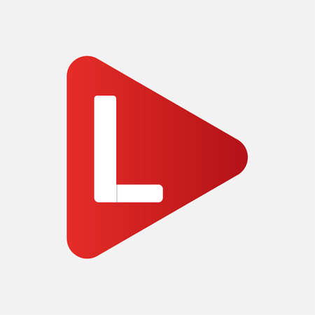 Initial Letter L Logo with play Icon Concept. Creative Minimal Alphabet Emblem Design Template. Graphic Symbol for Corporate Business Identity.Creative Vector Graphic Element.のイラスト素材