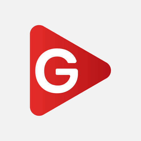 Initial Letter G Logo with play Icon Concept. Creative Minimal Alphabet Emblem Design Template. Graphic Symbol for Corporate Business Identity.Creative Vector Graphic Element.のイラスト素材