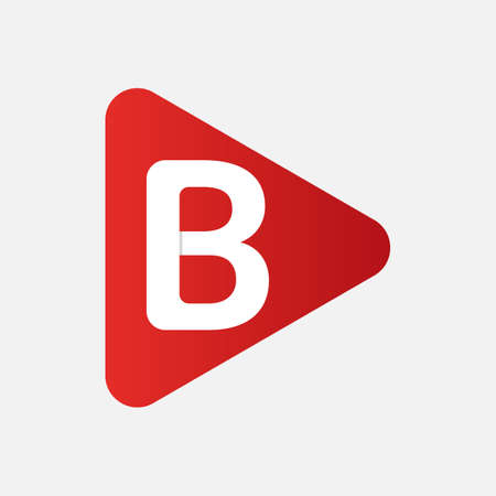 Initial Letter B Logo with Play Icon Concept. Creative Minimal Alphabet Emblem Design Template. Graphic Symbol for Corporate Business Identity.Creative Vector Graphic Element.のイラスト素材