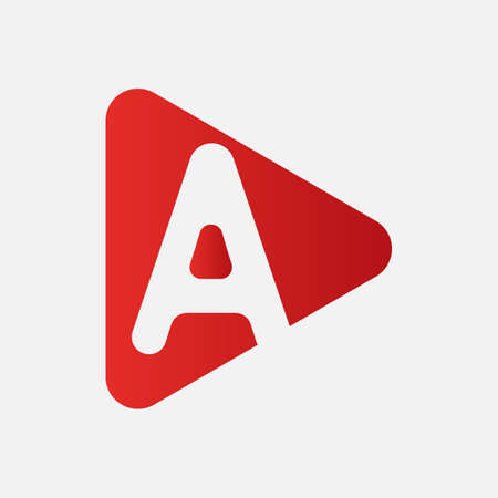 Initial Letter A Logo with Play Icon Concept. Creative Minimal Alphabet Emblem Design Template. Graphic Symbol for Corporate Business Identity.Creative Vector Graphic Element.のイラスト素材
