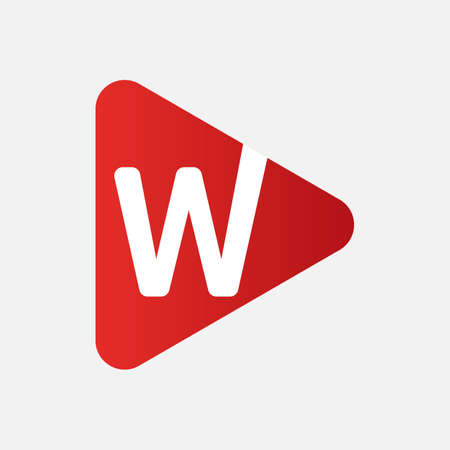 Initial Letter W Logo with Play Icon Concept. Creative Minimal Alphabet Emblem Design Template. Graphic Symbol for Corporate Business Identity.Creative Vector Graphic Element.のイラスト素材