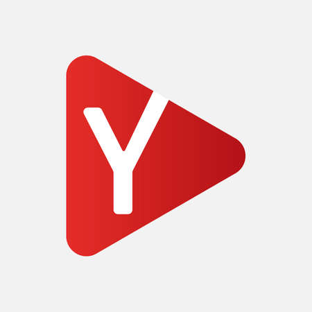 Initial Letter Y Logo with Play Icon Concept. Creative Minimal Alphabet Emblem Design Template. Graphic Symbol for Corporate Business Identity.Creative Vector Graphic Element.のイラスト素材