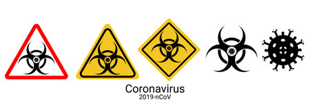 Caution warning sign for virus. Creative Design vector illustration.のイラスト素材