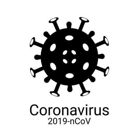 Coronavirus 2019-nCoV. Corona virus icon. Black on white background isolated. Creative Design Template vector illustration.のイラスト素材