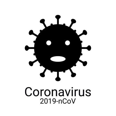 Coronavirus 2019-nCoV. Corona virus icon. Black on white background isolated. Creative Design Template vector illustration.のイラスト素材