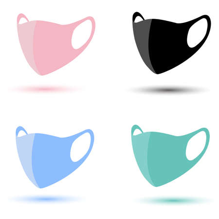 Safety breathing masks. Medical face mask. Safety N95 mask, dust protection respirator and medical respiratory mask. Creative Design Template vector illustration.のイラスト素材