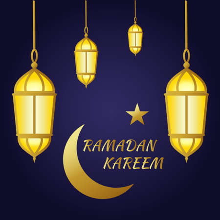 Ramadan Kareem in Arabic Template Design. Vector illustration for greeting card poster and banner.のイラスト素材
