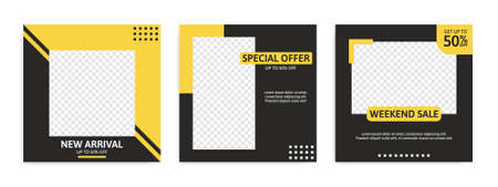 Set of Editable banner for social media template. Suitable for social media post and web internet ads. Vector illustration with photo.のイラスト素材