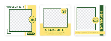 Set of Editable banner for social media template. Suitable for social media post and web internet ads. Vector illustration with photo.のイラスト素材