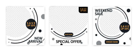 Set of Editable banner for social media template. Suitable for social media post and web internet ads. Vector illustration with photo.のイラスト素材