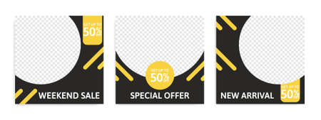 Set of Editable banner for social media template. Suitable for social media post and web internet ads. Vector illustration with photo.のイラスト素材
